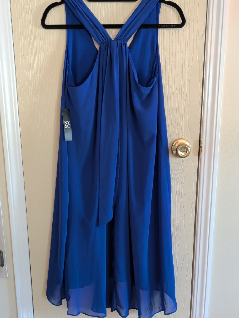 New York & Co. Royal Blue Sleeveless Shift Dress – Size S | V-Neck | Lined - Picture 2 of 9